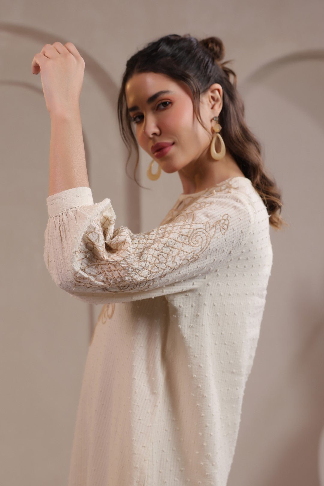 Nyaro Signature Cotton Dobby Embroidered Dress - Nyaro