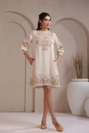Nyaro Signature Cotton Dobby Embroidered Dress - Nyaro