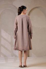 Nyaro Signature Cotton Flex Embroidered Short Dress – Mauve - Nyaro