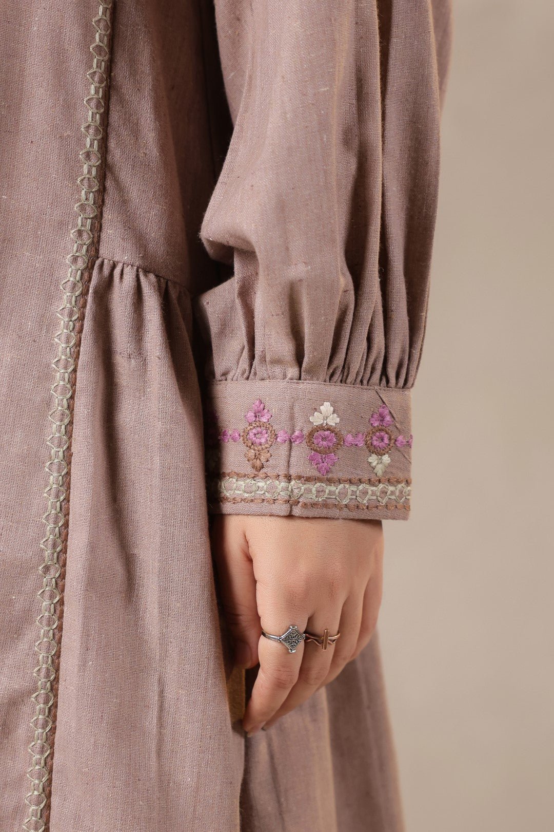 Nyaro Signature Cotton Flex Embroidered Short Dress – Mauve - Nyaro