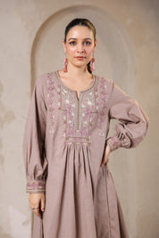 Nyaro Signature Cotton Flex Embroidered Short Dress – Mauve - Nyaro