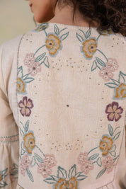 Nyaro Signature Cotton Flex Floral Embroidered Dress – Off White - Nyaro