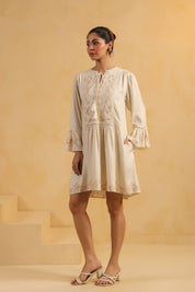 Nyaro Signature Cream Moss Crepe Dress - Nyaro