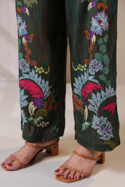 Nyaro Signature Dark Green Floral Co - ord Set in Viscose Santoon - Nyaro