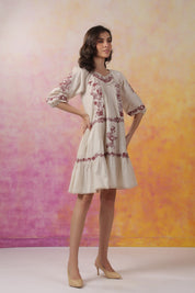 Nyaro Signature Ivory Cotton Flex Embroidered Tiered Dress - Nyaro
