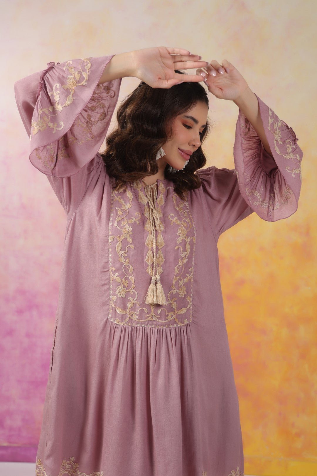 Nyaro Signature Mauve Moss Crepe Dress - Nyaro