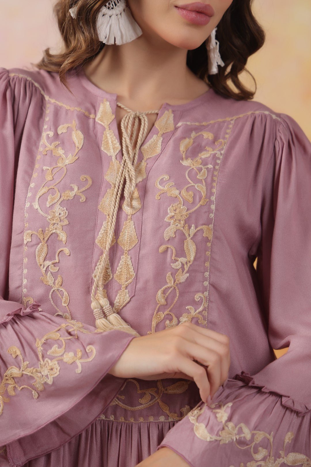 Nyaro Signature Mauve Moss Crepe Dress - Nyaro