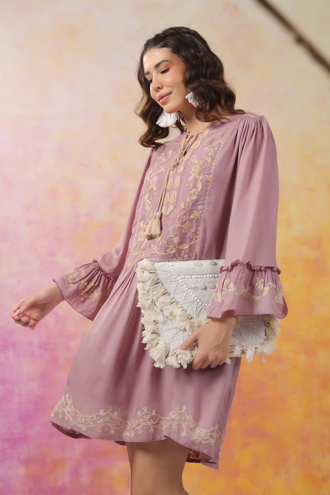 Nyaro Signature Mauve Moss Crepe Dress - Nyaro