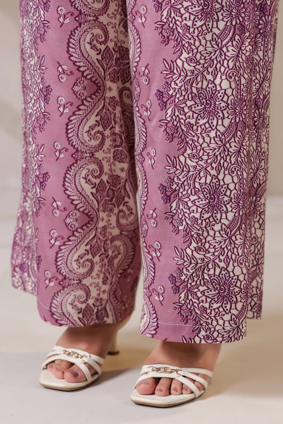 Nyaro Signature Mauve Printed Co - ord Set in Viscose Santoon - Nyaro