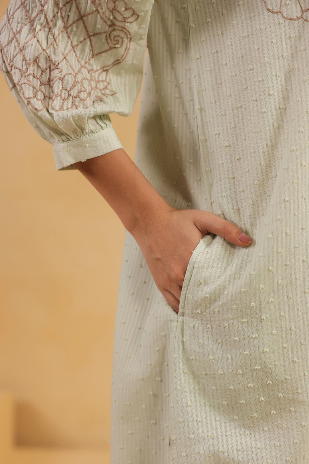 Nyaro Signature Mint Cotton Dobby Dress - Nyaro