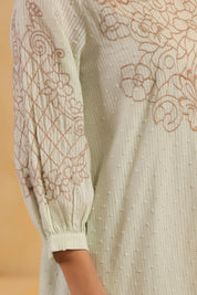 Nyaro Signature Mint Cotton Dobby Dress - Nyaro