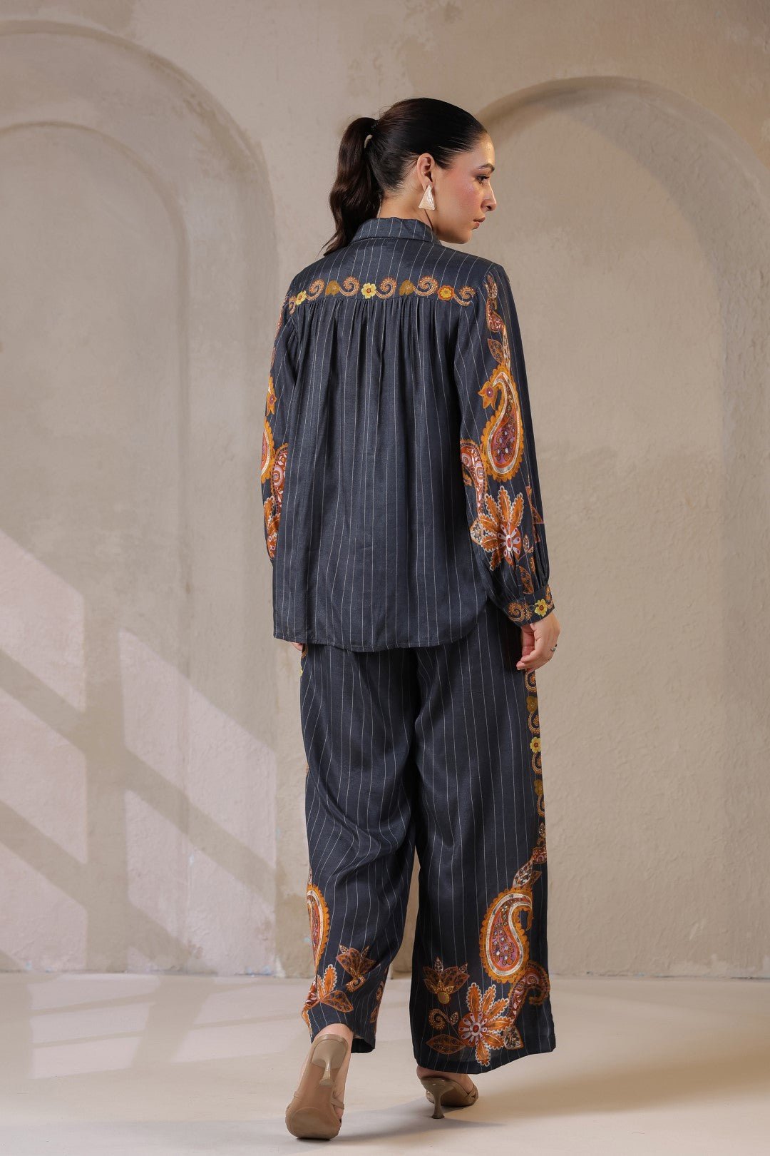 Nyaro Signature Paisley Print Black Co - ord Set - Nyaro