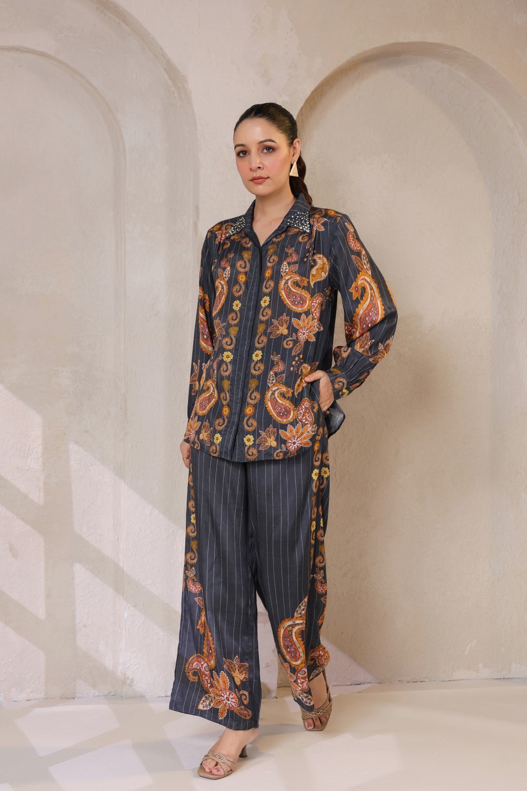 Nyaro Signature Paisley Print Black Co - ord Set - Nyaro