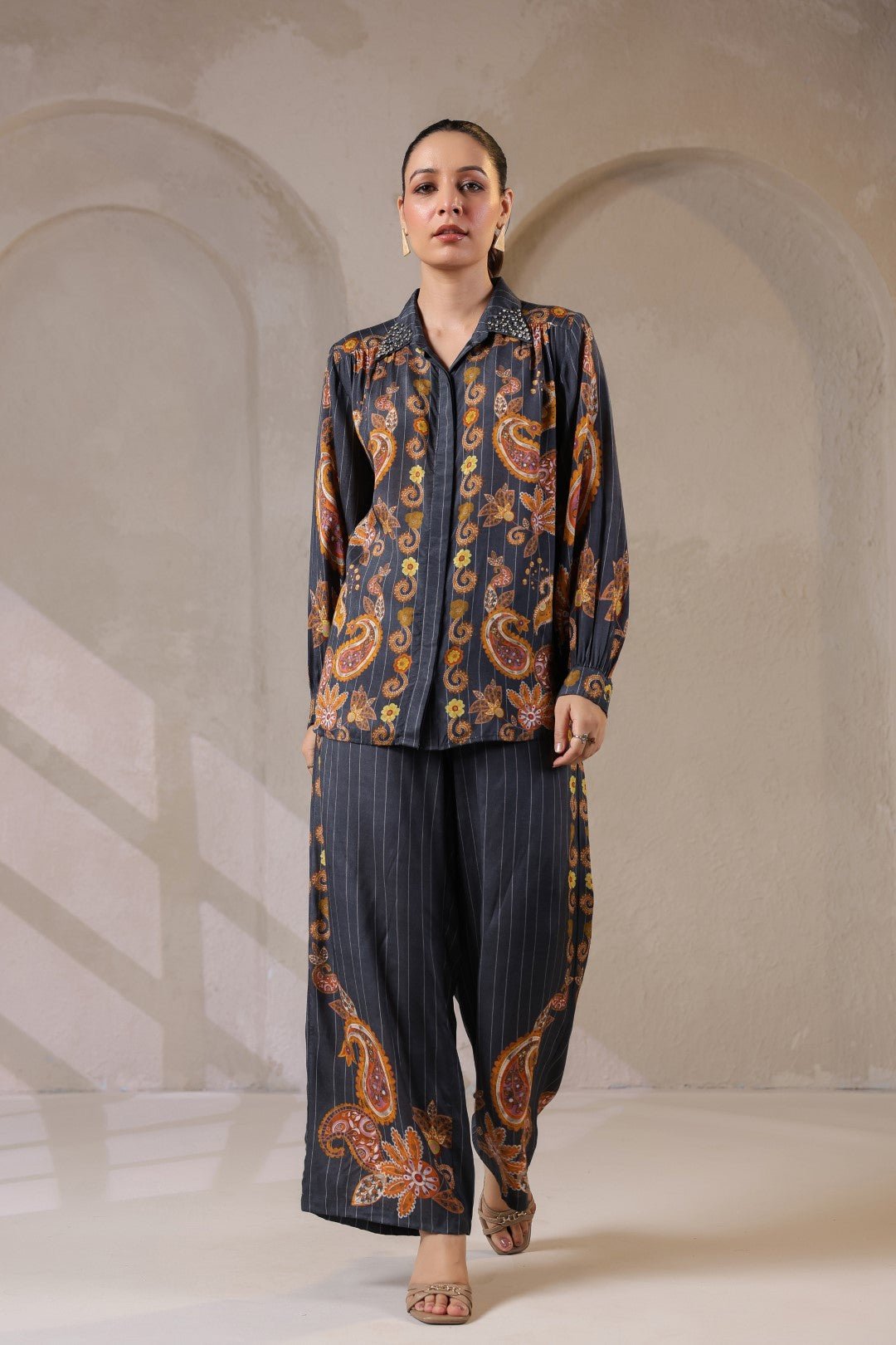 Nyaro Signature Paisley Print Black Co - ord Set - Nyaro