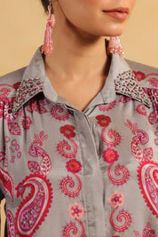 Nyaro Signature Paisley Print Grey Co - ord Set - Nyaro