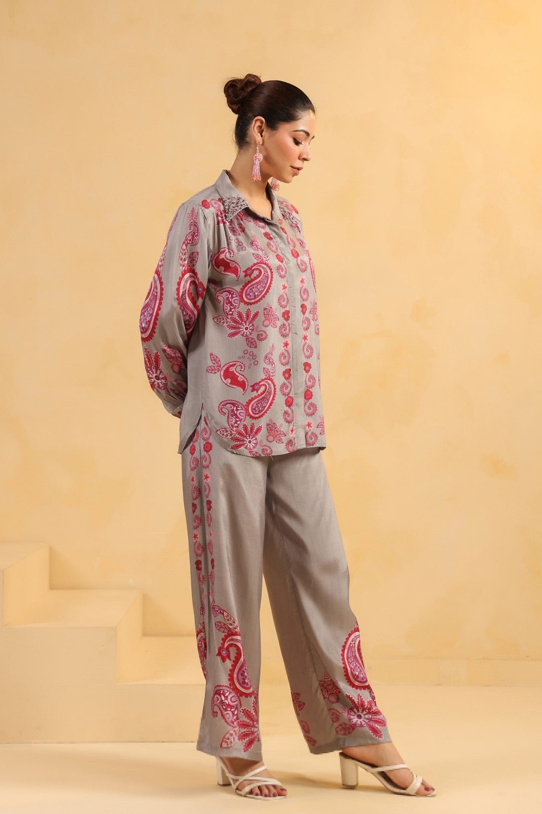 Nyaro Signature Paisley Print Grey Co - ord Set - Nyaro