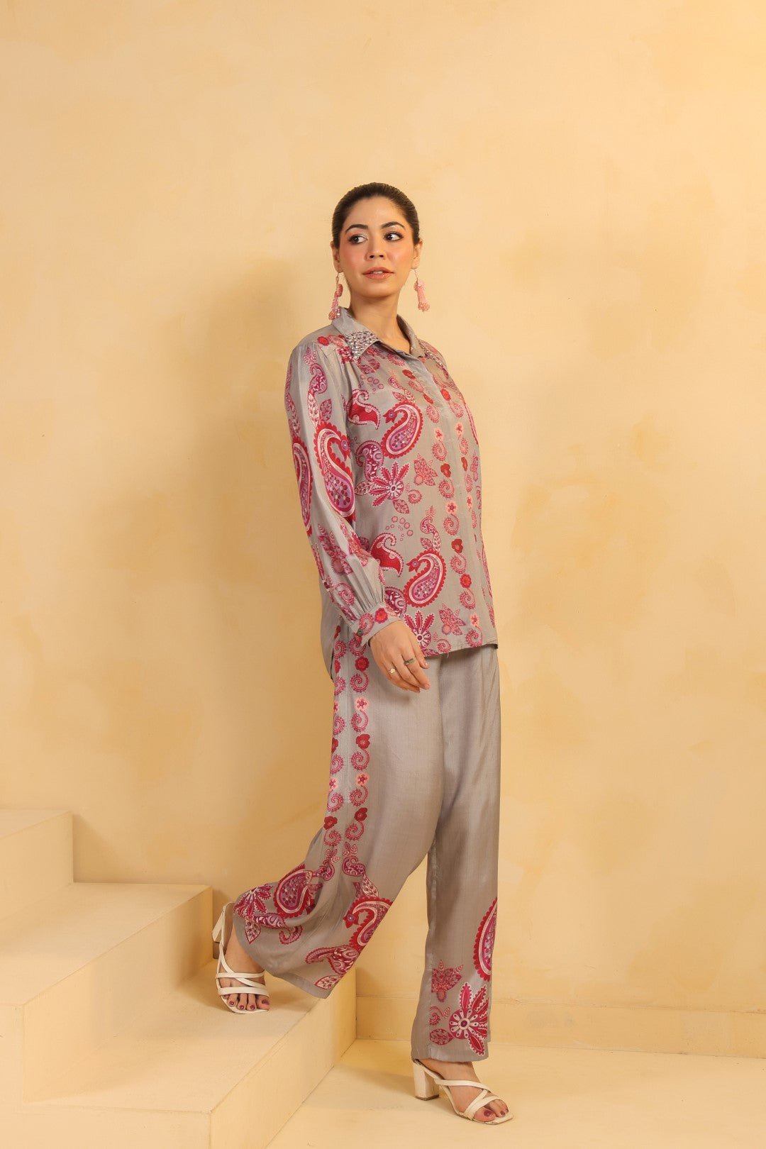 Nyaro Signature Paisley Print Grey Co - ord Set - Nyaro