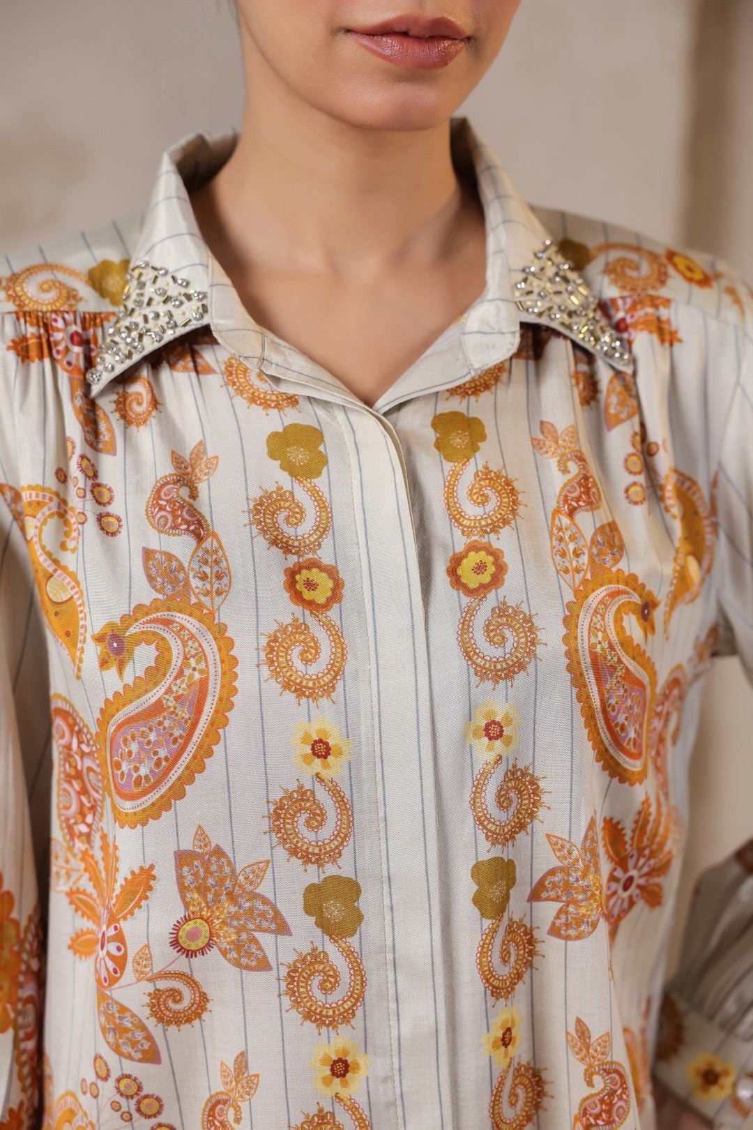 Nyaro Signature Paisley Print Ivory Co - ord Set - Nyaro