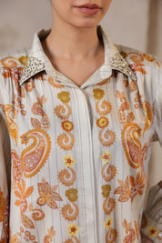 Nyaro Signature Paisley Print Ivory Co - ord Set - Nyaro