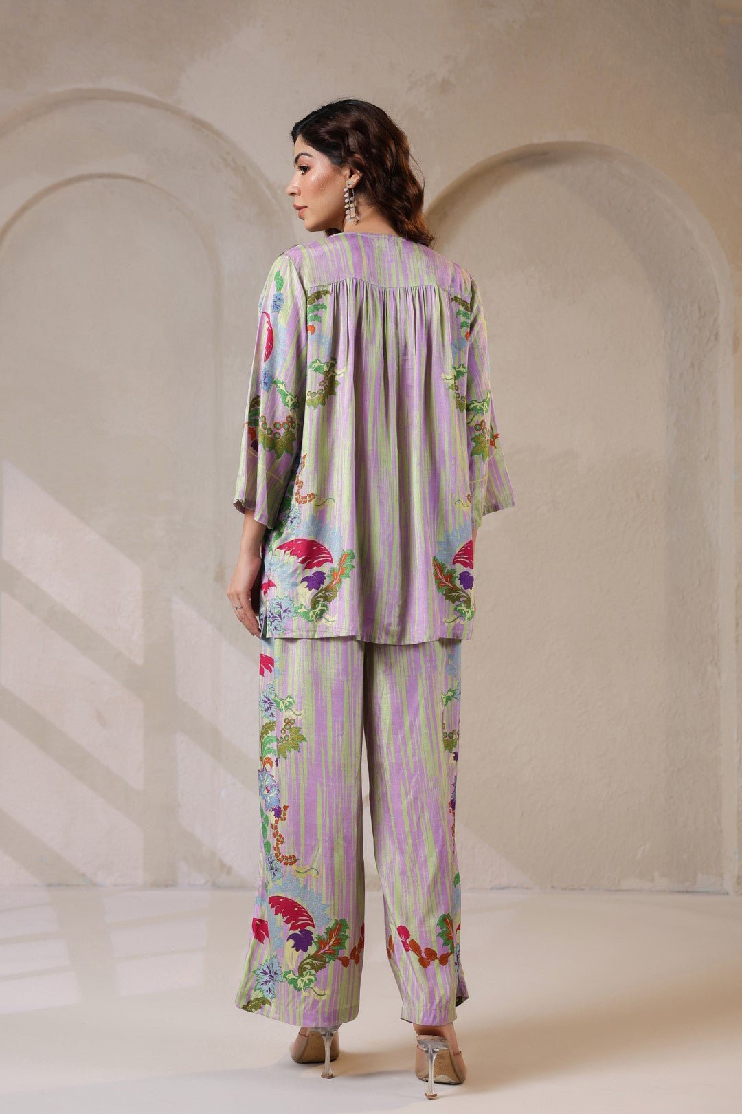 Nyaro Signature Pastel Floral Co - ord Set in Viscose Santoon - Nyaro