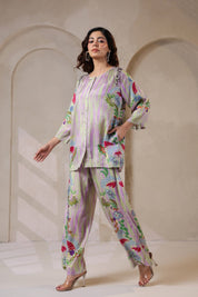 Nyaro Signature Pastel Floral Co - ord Set in Viscose Santoon - Nyaro