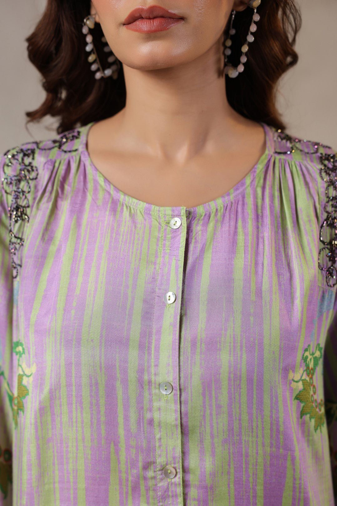 Nyaro Signature Pastel Floral Co - ord Set in Viscose Santoon - Nyaro