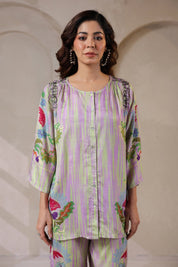 Nyaro Signature Pastel Floral Co - ord Set in Viscose Santoon - Nyaro