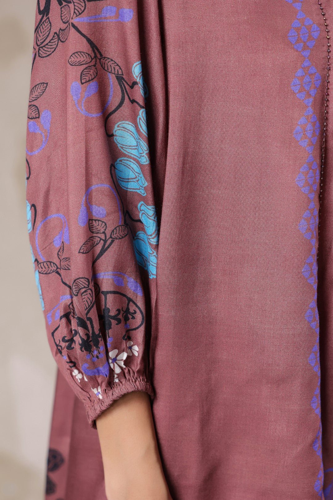 Nyaro Signature Wine Printed Co - ord Set in Viscose Santoon - Nyaro