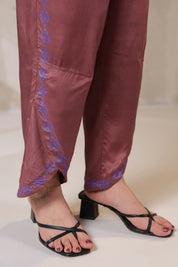 Nyaro Signature Wine Printed Co - ord Set in Viscose Santoon - Nyaro