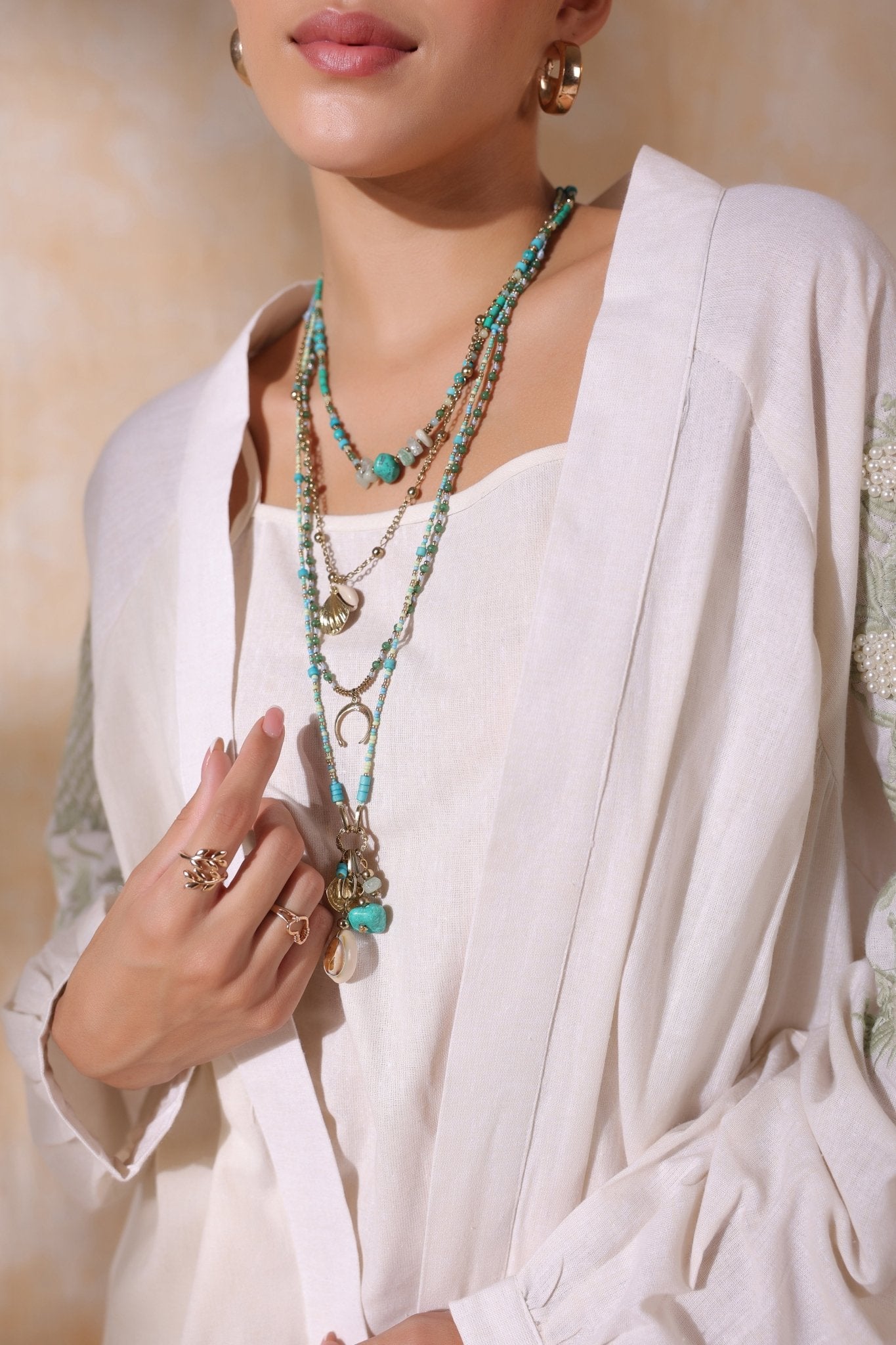 Women Green Cotton Flex Linen Blue Embroidery With Hand Work Co - Ord Set - Nyaro