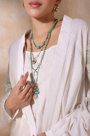 Women Green Cotton Flex Linen Blue Embroidery With Hand Work Co - Ord Set - Nyaro