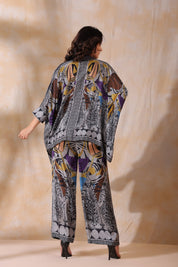 Women Grey Viscose Satin Floral Printed Co - Ord Set - Nyaro