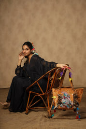 Women Handmade Leather Shoulder Bag With Feather Fringes - Nyaro