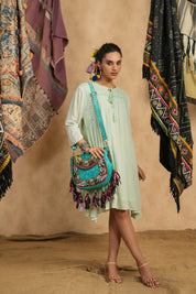Women Handmade Leather Shoulder Bag With Leather Fringes - Nyaro