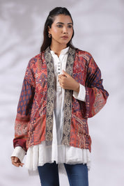 Women Multicolor Printed Embroidered Viscose Shrug - Nyaro