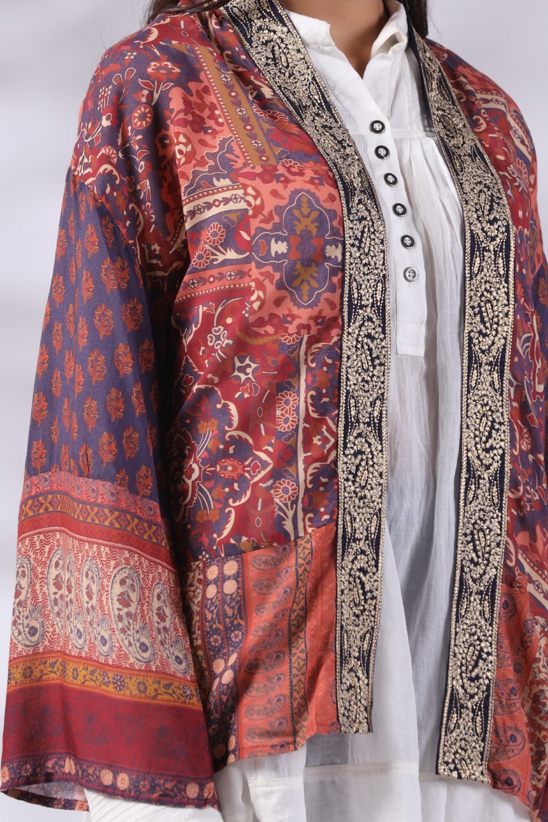 Women Multicolor Printed Embroidered Viscose Shrug - Nyaro