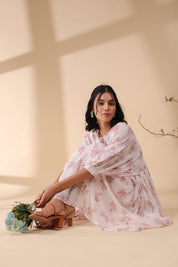 Women Pink Cotton Voile 80X72 Printed Dress - Nyaro