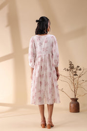 Women Pink Cotton Voile 80X72 Printed Dress - Nyaro