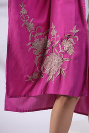 Women Pink Viscose Embroidered & Beads Work Shrug - Nyaro