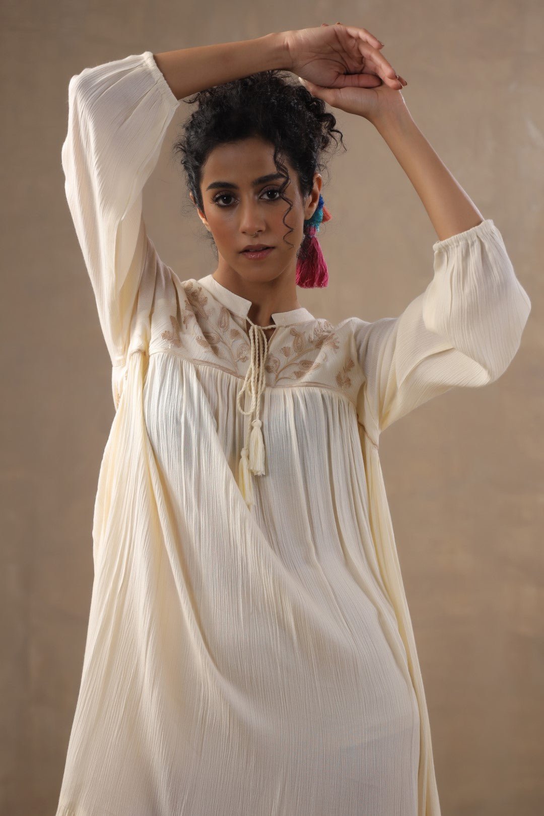 Women Rayon Embroidered Flared Mini Dress - Nyaro