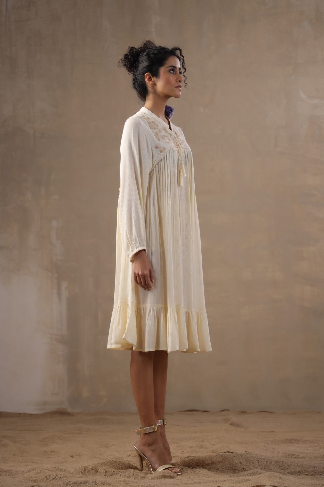 Women Rayon Embroidered Flared Mini Dress - Nyaro