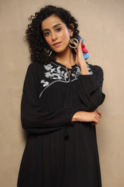 Women Rayon Embroidered Flared Mini Dress - Nyaro