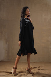 Women Rayon Embroidered Flared Mini Dress - Nyaro