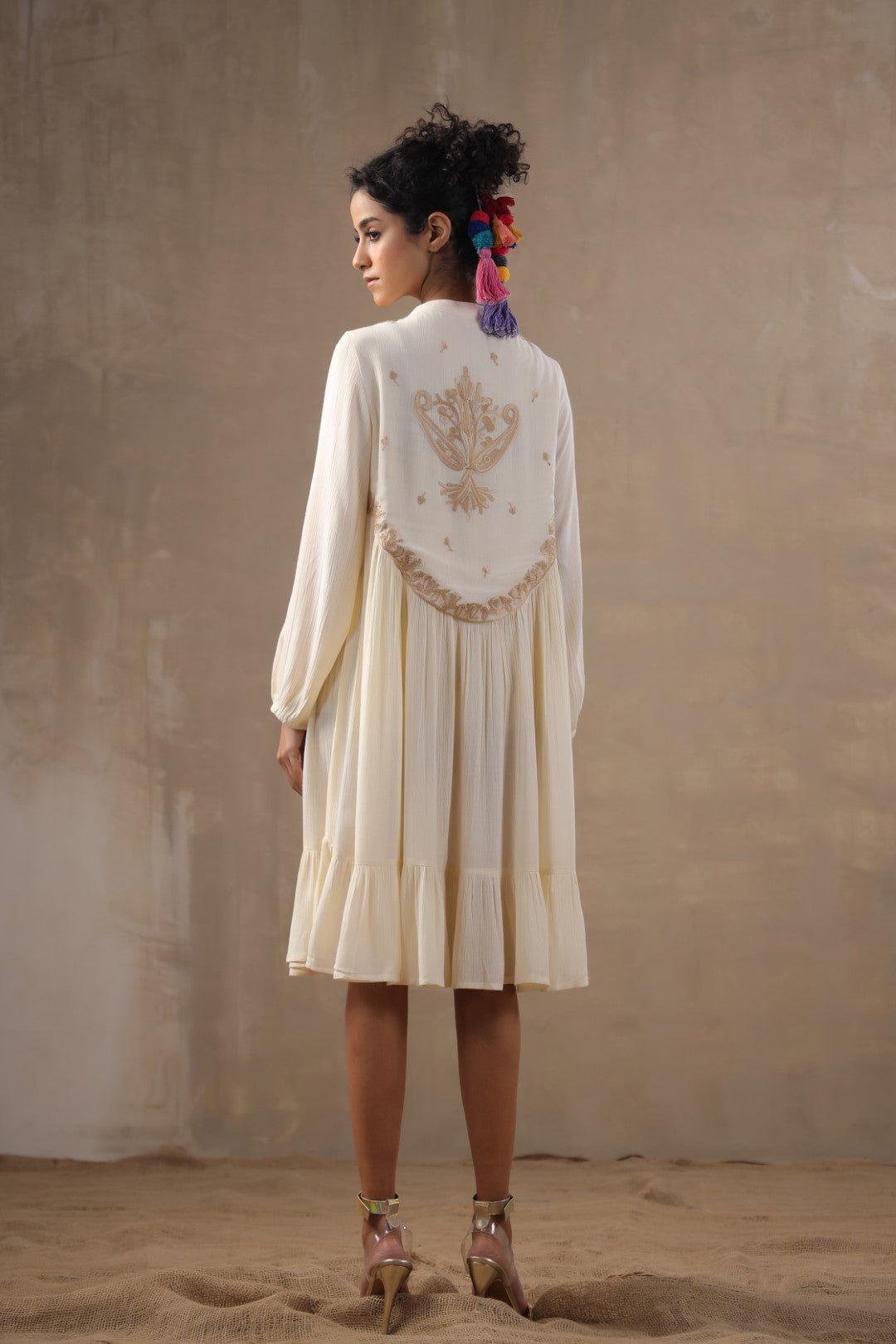 Women Rayon Embroidered Flared Mini Dress - Nyaro