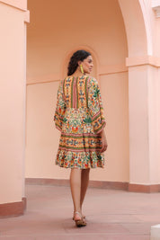 Women Viscose Digital Printed Embroidery And Beads Work Mini Dress - Nyaro