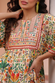 Women Viscose Digital Printed Embroidery And Beads Work Mini Dress - Nyaro