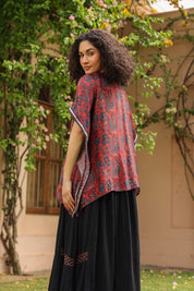 Women Viscose Printed Embroidery Beads Work Shrug - Nyaro