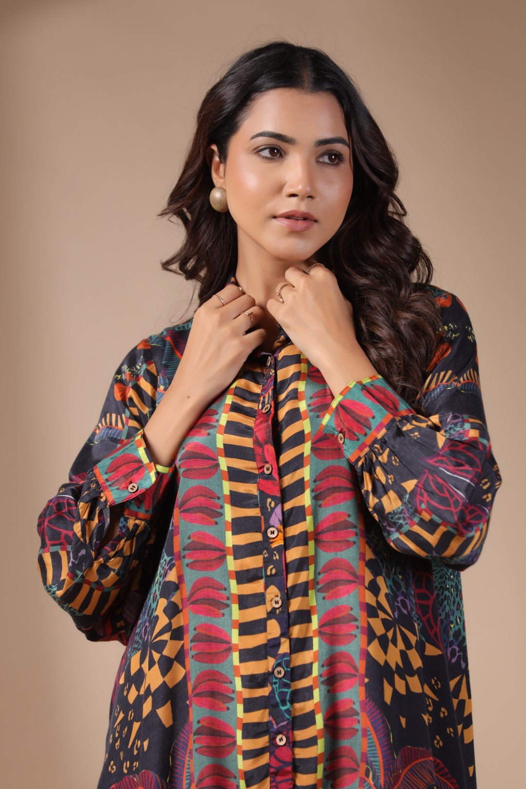 Women Viscose Santton Multi Print Drees - Nyaro