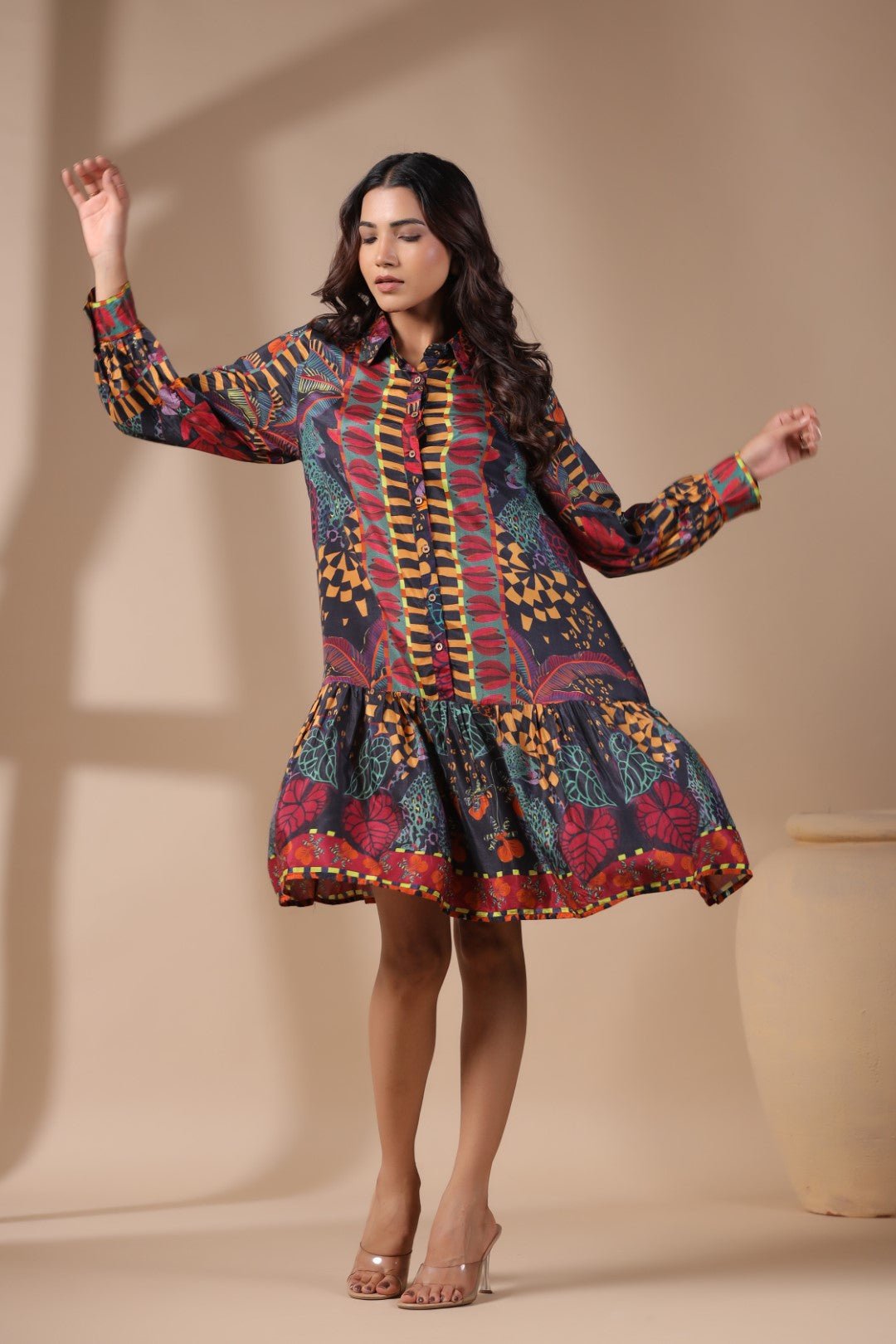 Women Viscose Santton Multi Print Drees - Nyaro