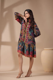Women Viscose Santton Multi Print Drees - Nyaro